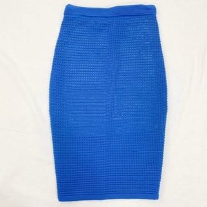 BEBE Blue Textured Pencil Skirt